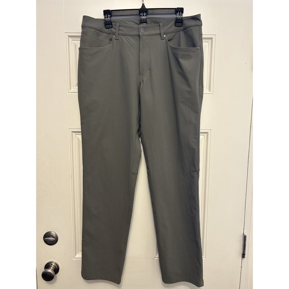 Lululemon Mens ABC Pants 35x31 Grey Classic Fit Warpstreme Tech LM5ADFS